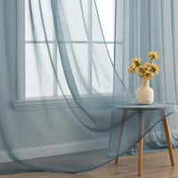 EMEMA Voálové záclony s riasiacou páskou 2 ks, Priesvitné polyesterové záclony do obývačky a spálne, 140x225 cm, Púdrovomodrá 4