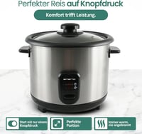 EMERIO 1,5L Automata Rizsfőző Eco Üzemmóddal, Rozsdamentes Acél, Üvegfedél 3