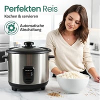 EMERIO 1,5L Automata Rizsfőző Eco Üzemmóddal, Rozsdamentes Acél, Üvegfedél 5