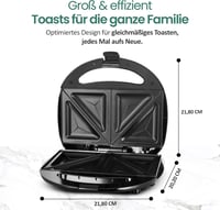 Emerio Dupla Szendvicssütő Fekete 750W Antilengő Bevonattal Gyors Felmelegítés 7