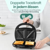Emerio Dupla Szendvicssütő Fekete 750W Antilengő Bevonattal Gyors Felmelegítés 3