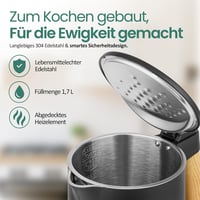 Fierbător electric EMERIO WK-132230 cu pereți dubli, selectare temperatură 40-100°C - 1,7 L - 2200W 3