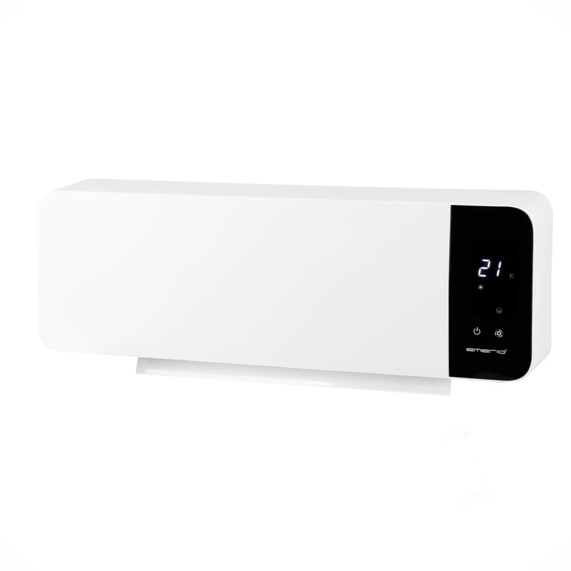 Nástenný keramický teplovzdušný ventilátor Emerio, 2000 W, týždenný časovač, 2 stupne výkonu, termostat, oscilácia, LED displej