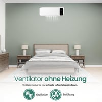 Nástenný keramický teplovzdušný ventilátor Emerio, 2000 W, týždenný časovač, 2 stupne výkonu, termostat, oscilácia, LED displej 7
