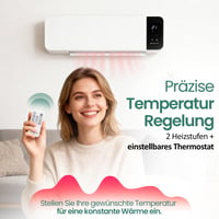 Nástenný keramický teplovzdušný ventilátor Emerio, 2000 W, týždenný časovač, 2 stupne výkonu, termostat, oscilácia, LED displej 3