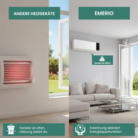 Nástenný keramický teplovzdušný ventilátor Emerio, 2000 W, týždenný časovač, 2 stupne výkonu, termostat, oscilácia, LED displej 4