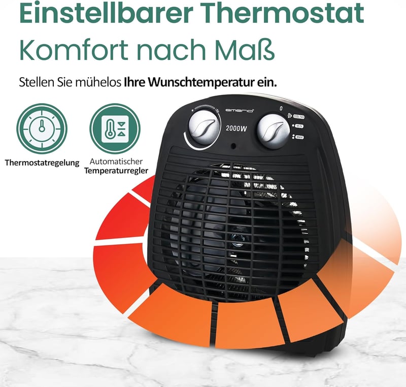 Emerio FH-106737.2 hordozható ventilátoros fűtőgép 2000W termosztáttal