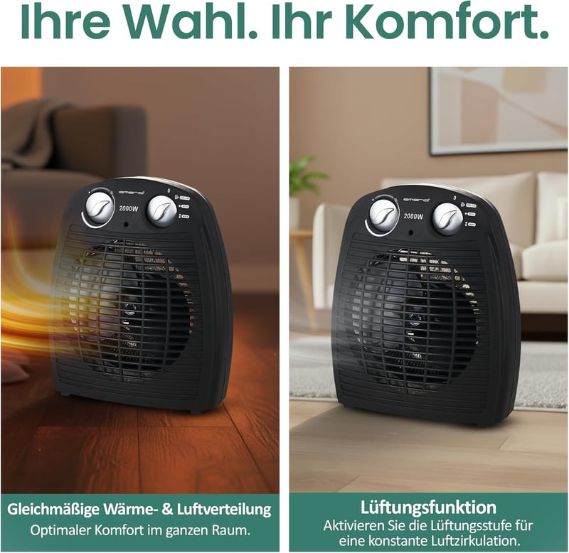 Emerio FH-106737.2 hordozható ventilátoros fűtőgép 2000W termosztáttal