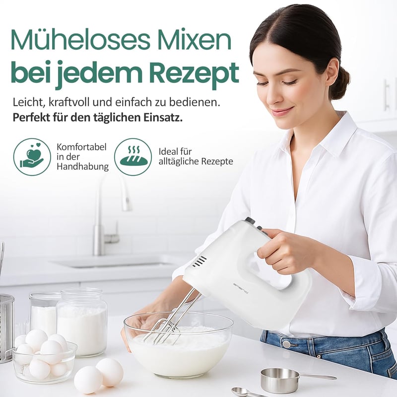 Emerio HM-124178 Elektromos Kézi Mixer 250W 6 Fokozat Turbó Gomb Rozsdamentes Acél