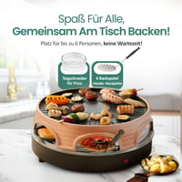 Originálna pec na pizzu Emerio PIZZARETTE, 3 v 1 pizza-raclette-gril, mini pec na pizzu pre 6 osôb, patentovaný dizajn, PO-113255.4 6