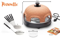 Pec na pizzu Emerio PIZZARETTE pre 6 osôb s terakotovou kupolou, originálny patentovaný dizajn, mini pizza, terakotová oranžová/čierna, PO-115984 7
