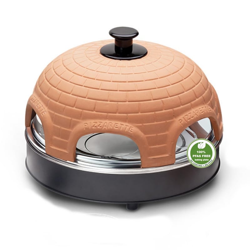 Pec na pizzu Emerio PIZZARETTE pre 6 osôb s terakotovou kupolou, originálny patentovaný dizajn, mini pizza, terakotová oranžová/čierna, PO-115984