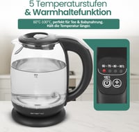 Emerio WK-119255 üveg vízforraló hőmérséklet-választóval 1,7L rozsdamentes acél 4