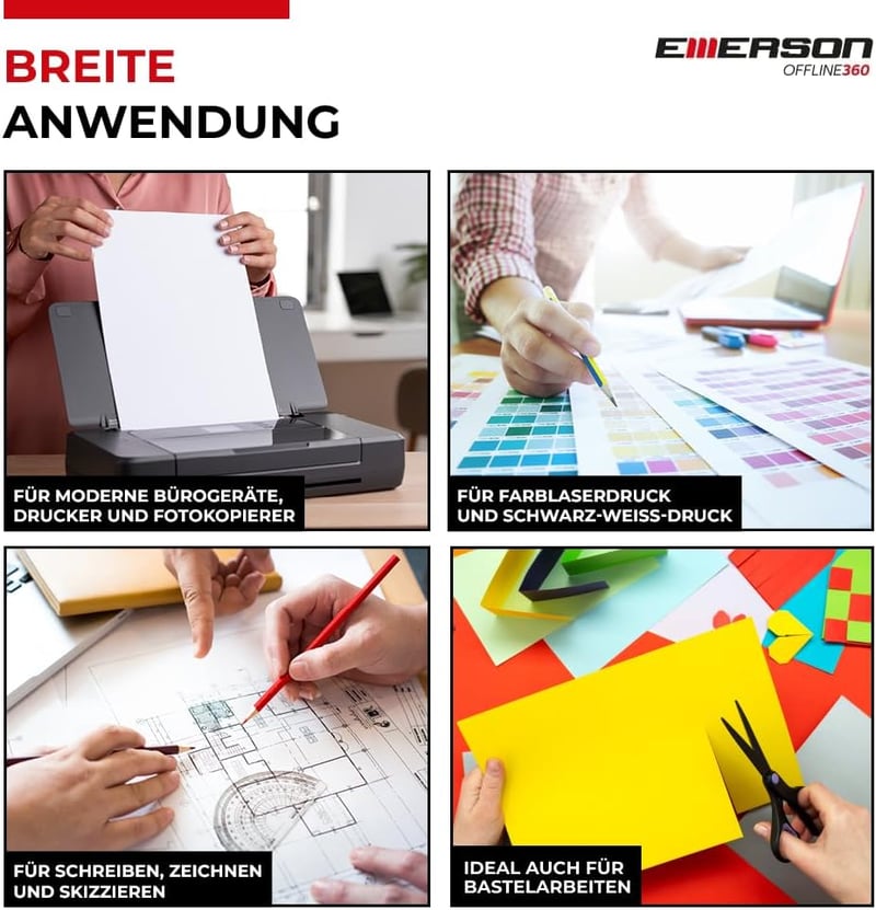 Emerson Intenzív Színes Nyomtatópapír A4 80g 250 Lap Lézer Tintasugaras Fénymásoló - 250 Blatt, Blend of intense colours
