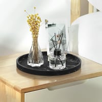 Tăviță rotundă Emibele Matt, din rășină și ceramică, negru mat, pentru cosmetice și bijuterii, potrivită pentru lavoar sau rezervor de toaletă 6