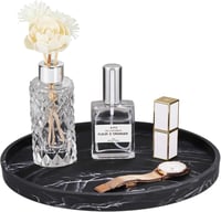 Tăviță rotundă Emibele Matt, din rășină și ceramică, negru mat, pentru cosmetice și bijuterii, potrivită pentru lavoar sau rezervor de toaletă 1