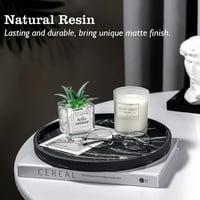 Tăviță rotundă Emibele Matt, din rășină și ceramică, negru mat, pentru cosmetice și bijuterii, potrivită pentru lavoar sau rezervor de toaletă 3