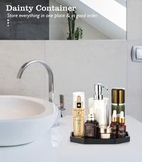 Tavă Octogonală din Rășină Emibele - Negru Mat, Organizator Cosmetic și Bijuterii, Depozitare pentru Baie, Organizator Mic pentru Machiaj 2