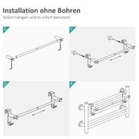 Suport pentru prosoape extensibil EMKE pentru radiator de baie cu cârlige, fără găurire, oțel inoxidabil, 44-63 x 10 x 10 cm, alb 7