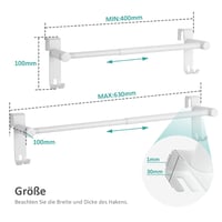 Suport pentru prosoape extensibil EMKE pentru radiator de baie cu cârlige, fără găurire, oțel inoxidabil, 44-63 x 10 x 10 cm, alb 6