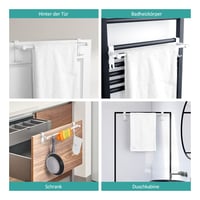 Suport pentru prosoape extensibil EMKE pentru radiator de baie cu cârlige, fără găurire, oțel inoxidabil, 44-63 x 10 x 10 cm, alb 5