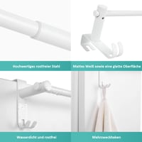 Suport pentru prosoape extensibil EMKE pentru radiator de baie cu cârlige, fără găurire, oțel inoxidabil, 44-63 x 10 x 10 cm, alb 4