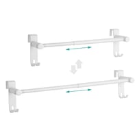 Suport pentru prosoape extensibil EMKE pentru radiator de baie cu cârlige, fără găurire, oțel inoxidabil, 44-63 x 10 x 10 cm, alb 1