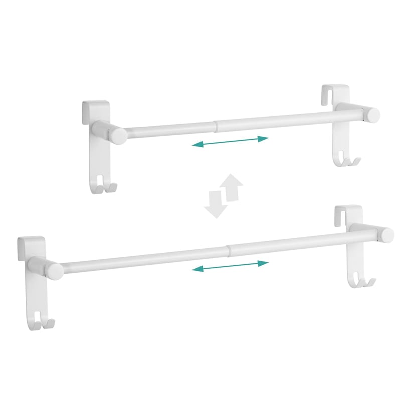 Suport pentru prosoape extensibil EMKE pentru radiator de baie cu cârlige, fără găurire, oțel inoxidabil, 44-63 x 10 x 10 cm, alb