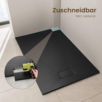 EMKE Zuhanytálca 140x90 cm Fekete - Lapos, Csúszásgátló, Méretre Vágható SMC Zuhanytálca Téglalap Alakú Matt Felülettel 3
