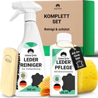 Emma Grün Bőrtisztító és Ápolószer Szett Autóhoz - Valódi és Műbőr Tisztítás Alcantara Ülésekhez - Economy Set - Lotion 250 ml & Cleaner 500 ml 1