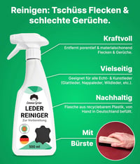 Emma Grün Bőrtisztító és Ápolószer Szett Autóhoz - Valódi és Műbőr Tisztítás Alcantara Ülésekhez - Economy Set - Lotion 250 ml & Cleaner 500 ml 2