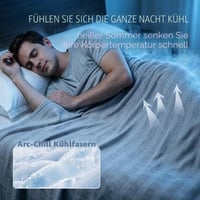 EMME Chladiaca letná prikrývka Arc-Chill Q-Max 0,5 obojstranná tenká deka 152x203 cm sivá pruhovaná priedušný prehoz na pohovku a posteľ 2