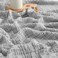 Cuvioară din muselină EMME 230x230 cm, bumbac Oeko-TEX, cuvertură de pat pentru adulți, gri 1
