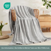 Cuvioară din muselină EMME 230x230 cm, bumbac Oeko-TEX, cuvertură de pat pentru adulți, gri 2