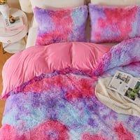 EMME Plush Flannelette Ágyneműhuzat Szett 220x240 cm Szivárvány Pink Lila 3
