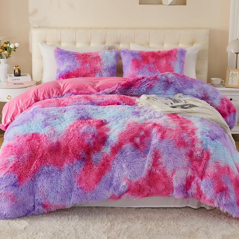 EMME Plush Flannelette Ágyneműhuzat Szett 220x240 cm Szivárvány Pink Lila