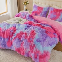 EMME Plush Flannelette Ágyneműhuzat Szett 220x240 cm Szivárvány Pink Lila 2