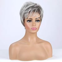 EMMOR ezüstszürke rövid paróka női hajból memória szálakkal pixie göndör frufruval 3