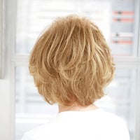 EMMOR Rövid Szőke Paróka Nőknek - Pixie Fazon Valódi Emberi Hajjal Keverve, Hőálló Szintetikus Szálakkal, Oldalsó Választékkal (30/613) 2