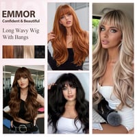 EMMOR Sötétbarna Melírozott Hosszú Göndör Paróka Frufruval Nőknek - Hőálló Szintetikus Haj Természetes Megjelenés 7