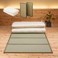 Set Saltea Futon Japoneză EMOOR Premium CLASSE 100x200 cm și Covoraș Tatami Pliabil (Saltea Igusa), Pat Tradițional de Podea, Bumbac 1