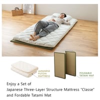 Set Saltea Futon Japoneză EMOOR Premium CLASSE 100x200 cm și Covoraș Tatami Pliabil (Saltea Igusa), Pat Tradițional de Podea, Bumbac 2