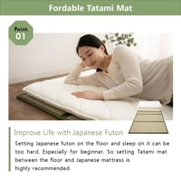 Set Saltea Futon Japoneză EMOOR Premium CLASSE 100x200 cm și Covoraș Tatami Pliabil (Saltea Igusa), Pat Tradițional de Podea, Bumbac 5