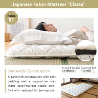 Set Saltea Futon Japoneză EMOOR Premium CLASSE 100x200 cm și Covoraș Tatami Pliabil (Saltea Igusa), Pat Tradițional de Podea, Bumbac 3