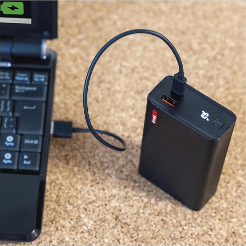 EMOS 20000 mAh Powerbank 65W PD - USB-C/USB-A, Gyorstöltés, Laptop/Tablet/Telefon, Fekete - 20 000 mAh