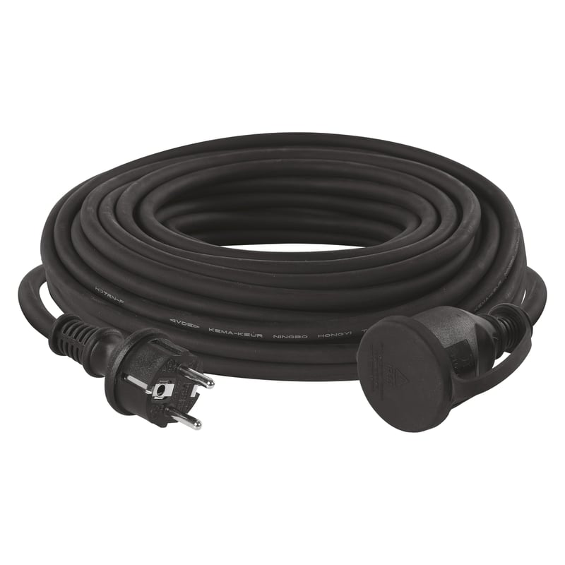 Predlžovací kábel EMOS E-008 P1820 Schuko, 20 m, gumený, vonkajší, IP44, H07RN-F 3x1,5 mm², čierny