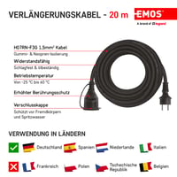 Predlžovací kábel EMOS E-008 P1820 Schuko, 20 m, gumený, vonkajší, IP44, H07RN-F 3x1,5 mm², čierny 3