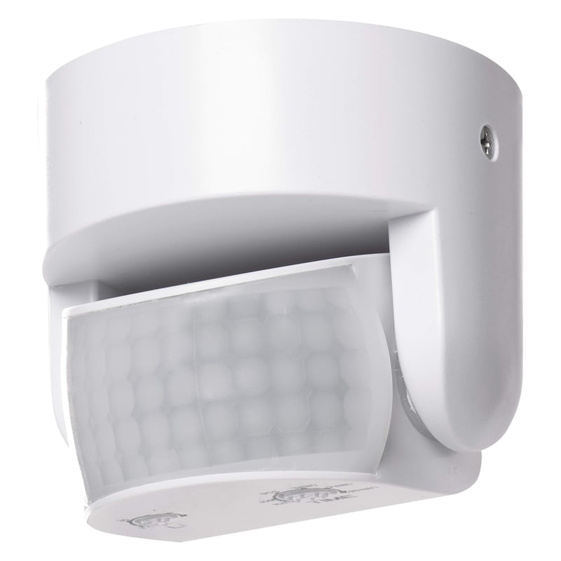 Infračervený snímač pohybu EMOS G1240, IP65, biely, uhol snímania 180°, dosah 12 m, citlivosť 3 – 2000 luxov, na montáž na stenu do interiéru aj exteriéru