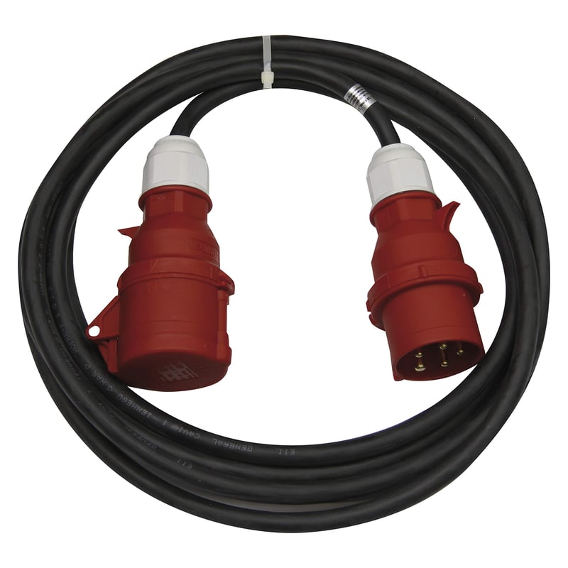Prelungitor electric EMOS IP44 CEE 10 m - conector cu 5 pini - rezistent la apă, termorezistent - 400 V 16 A 3680 W - izolație din cauciuc - H05RR-F 2,5 mm2 - pentru utilizare la exterior și camping