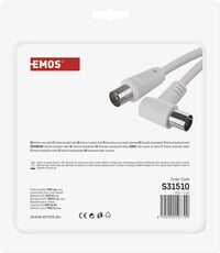 EMOS Koaxiális Antennakábel 15m Egyenes-Szög Csatlakozóval TV-hez 6